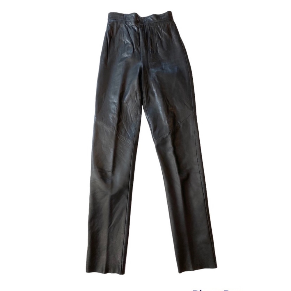 Danier Black Straight Leg Leather Trousers